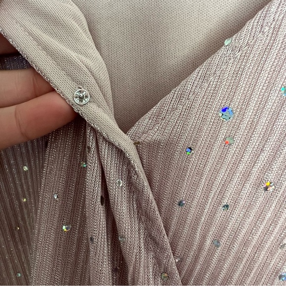 PRETTYGARDEN Pink Glitter Maxi Dress Wrap V-Neck Cocktail Party size XXL - Picture 8 of 11